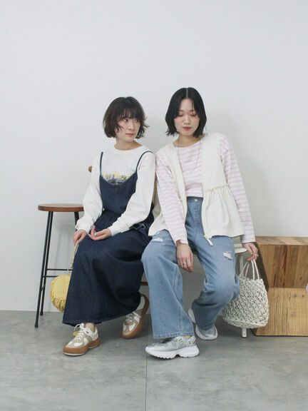 【ECO DENIM】ウエストフリルパンツ（グレー/サックスブルー/ブルー）｜Samansa Mos2 blue（サマンサモスモス ブルー）通販