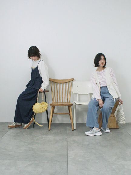 【ECO DENIM】ウエストフリルパンツ（グレー/サックスブルー/ブルー）｜Samansa Mos2 blue（サマンサモスモス ブルー）通販