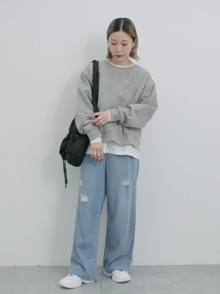 【ECO DENIM】ウエストフリルパンツ（グレー/サックスブルー/ブルー）｜Samansa Mos2 blue（サマンサモスモス ブルー）通販