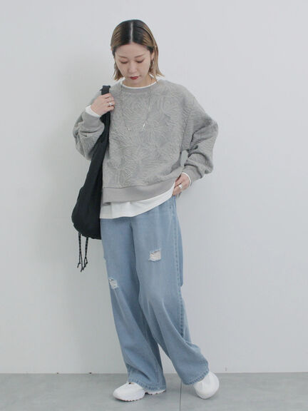 【ECO DENIM】ウエストフリルパンツ（グレー/サックスブルー/ブルー）｜Samansa Mos2 blue（サマンサモスモス ブルー）通販