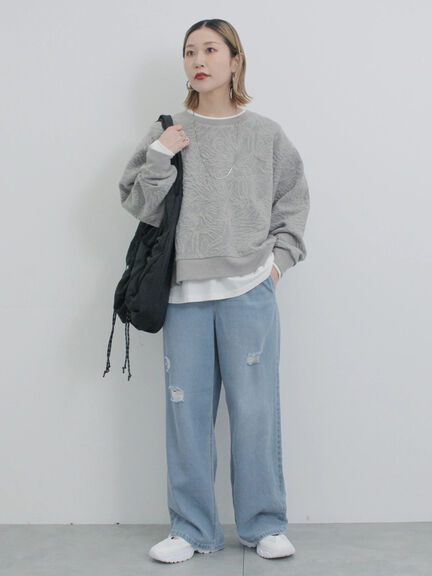 【ECO DENIM】ウエストフリルパンツ（グレー/サックスブルー/ブルー）｜Samansa Mos2 blue（サマンサモスモス ブルー）通販