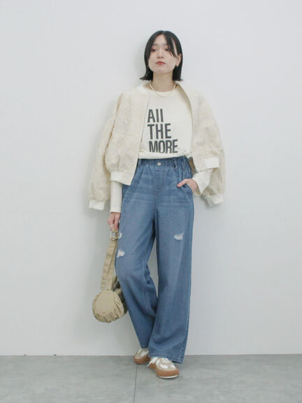 【ECO DENIM】ウエストフリルパンツ（グレー/サックスブルー/ブルー）｜Samansa Mos2 blue（サマンサモスモス ブルー）通販
