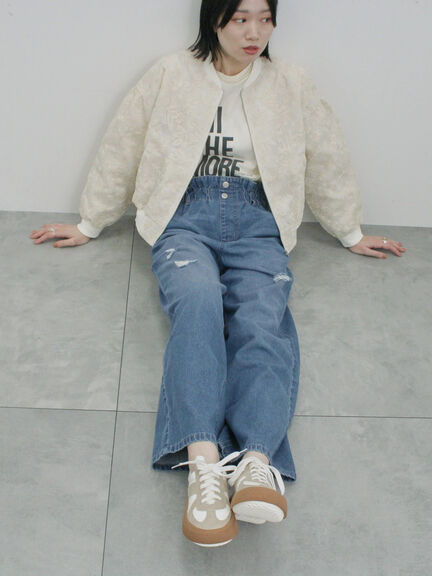 【ECO DENIM】ウエストフリルパンツ（グレー/サックスブルー/ブルー）｜Samansa Mos2 blue（サマンサモスモス ブルー）通販