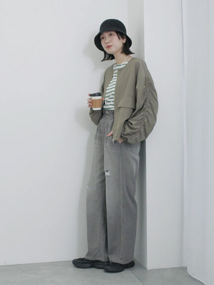 【ECO DENIM】ウエストフリルパンツ（グレー/サックスブルー/ブルー）｜Samansa Mos2 blue（サマンサモスモス ブルー）通販