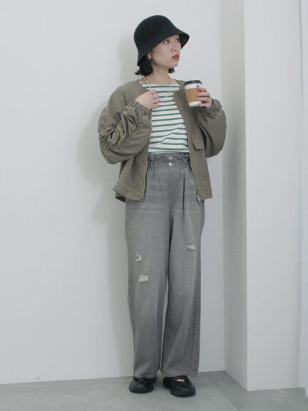 【ECO DENIM】ウエストフリルパンツ（グレー/サックスブルー/ブルー）｜Samansa Mos2 blue（サマンサモスモス ブルー）通販