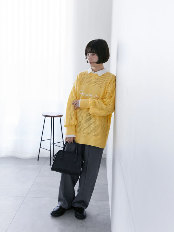 セール】 ロゴメッシュニットプルオーバー（グレー/チャコールグレー