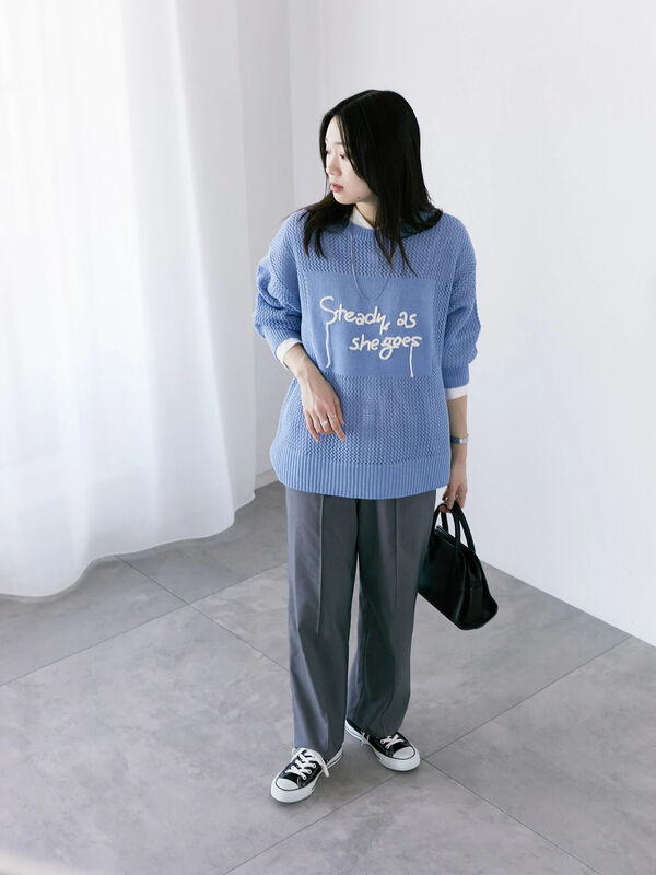 セール】 ロゴメッシュニットプルオーバー（グレー