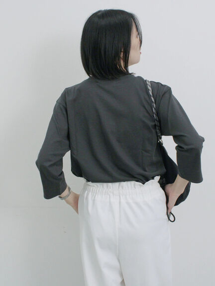 アソートプリント袖スリットTシャツ（オフホワイト/チャコールグレー/サックスブルー/キナリ/Ｓグレー）｜Samansa Mos2 blue（サマンサモスモス ブルー）通販