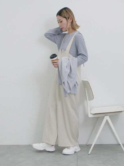 フロントジップサロペット（ブラック/ネイビー/キナリ）｜Samansa Mos2 blue（サマンサモスモス ブルー）通販