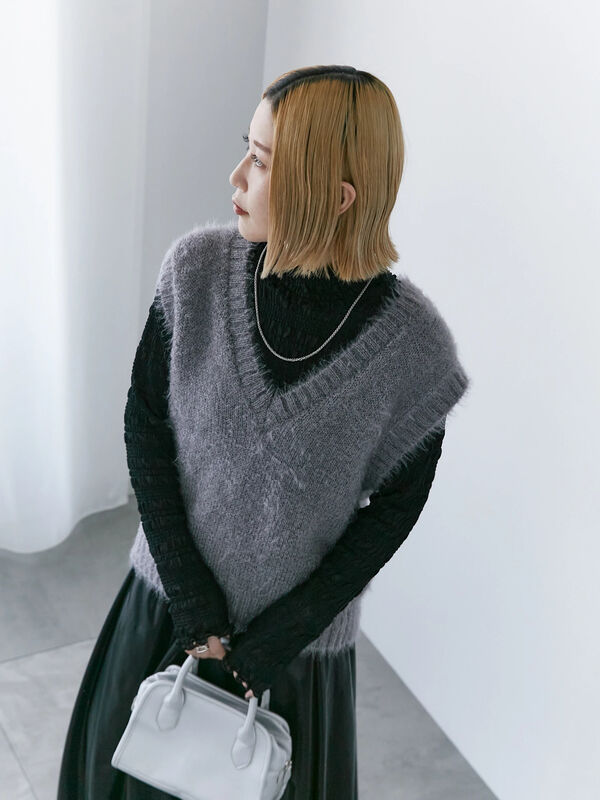 seyto（セイト）の「Shaggy switching knit vest / シャギー