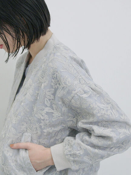 総刺繍シアーブルゾン（グレー/ブラック/キナリ）｜Samansa Mos2 blue（サマンサモスモス ブルー）通販
