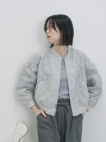 総刺繍シアーブルゾン（グレー/ブラック/キナリ）｜Samansa Mos2 blue（サマンサモスモス ブルー）通販