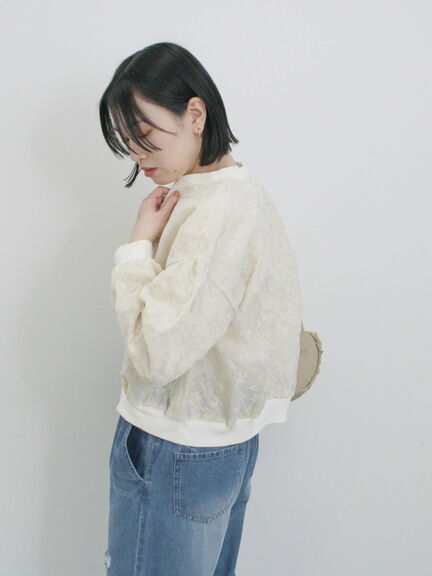 総刺繍シアーブルゾン（グレー/ブラック/キナリ）｜Samansa Mos2 blue（サマンサモスモス ブルー）通販