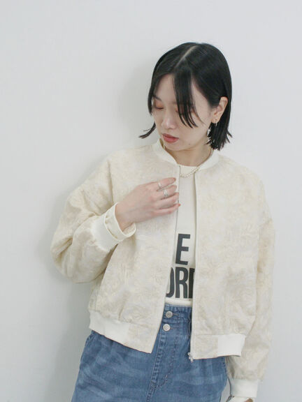 総刺繍シアーブルゾン（グレー/ブラック/キナリ）｜Samansa Mos2 blue（サマンサモスモス ブルー）通販