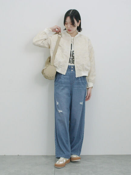 総刺繍シアーブルゾン（グレー/ブラック/キナリ）｜Samansa Mos2 blue（サマンサモスモス ブルー）通販