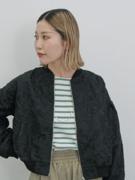 総刺繍シアーブルゾン（グレー/ブラック/キナリ）｜Samansa Mos2 blue（サマンサモスモス ブルー）通販