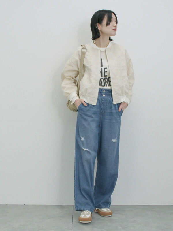 セール】 総刺繍シアーブルゾン（グレー/ブラック/キナリ