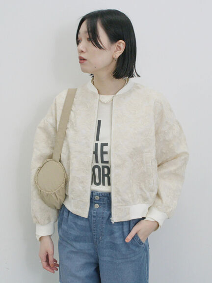総刺繍シアーブルゾン（グレー/ブラック/キナリ）｜Samansa Mos2 blue（サマンサモスモス ブルー）通販