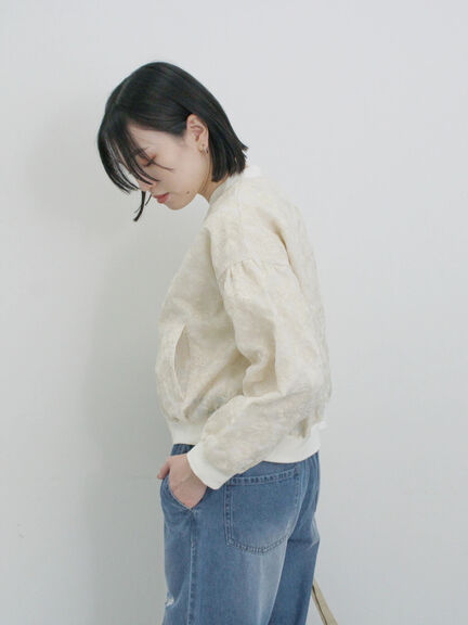 総刺繍シアーブルゾン（グレー/ブラック/キナリ）｜Samansa Mos2 blue（サマンサモスモス ブルー）通販