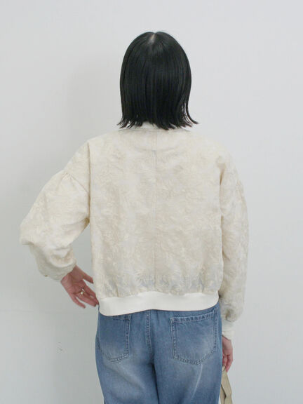 総刺繍シアーブルゾン（グレー/ブラック/キナリ）｜Samansa Mos2 blue（サマンサモスモス ブルー）通販