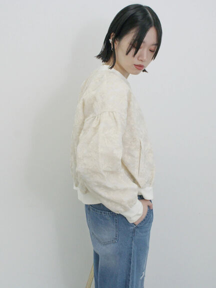 総刺繍シアーブルゾン（グレー/ブラック/キナリ）｜Samansa Mos2 blue（サマンサモスモス ブルー）通販