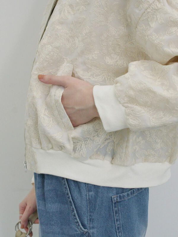 セール】 総刺繍シアーブルゾン（グレー/ブラック/キナリ