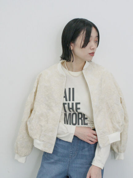 総刺繍シアーブルゾン（グレー/ブラック/キナリ）｜Samansa Mos2 blue（サマンサモスモス ブルー）通販