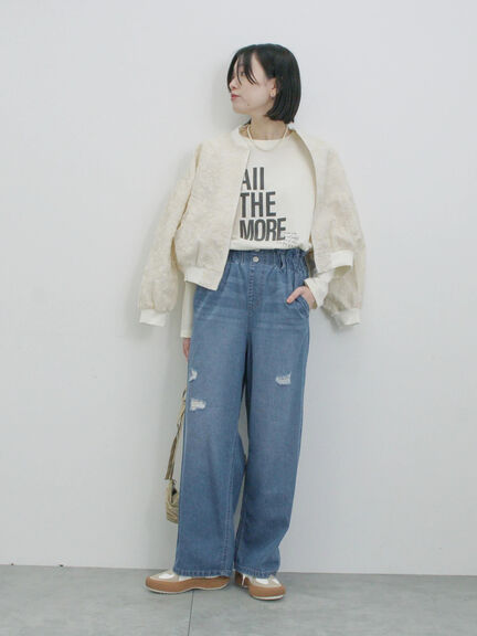 総刺繍シアーブルゾン（グレー/ブラック/キナリ）｜Samansa Mos2 blue（サマンサモスモス ブルー）通販
