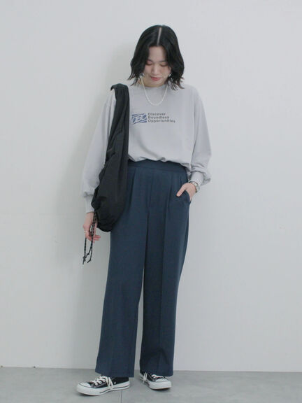 タックストレートパンツ（グレー/ライトベージュ/ベージュ/ネイビー）｜Samansa Mos2 blue（サマンサモスモス ブルー）通販