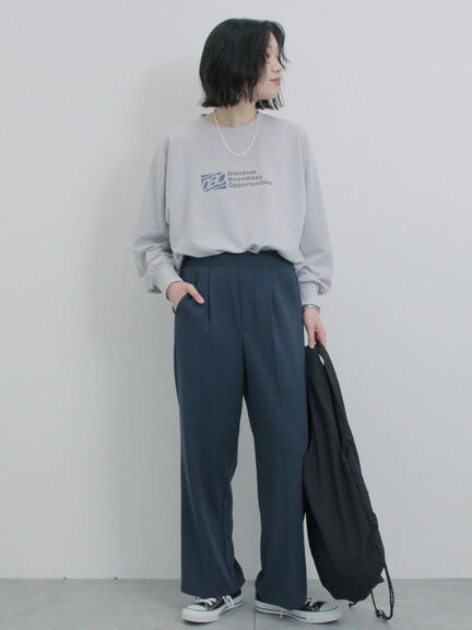 タックストレートパンツ（グレー/ライトベージュ/ベージュ/ネイビー）｜Samansa Mos2 blue（サマンサモスモス ブルー）通販