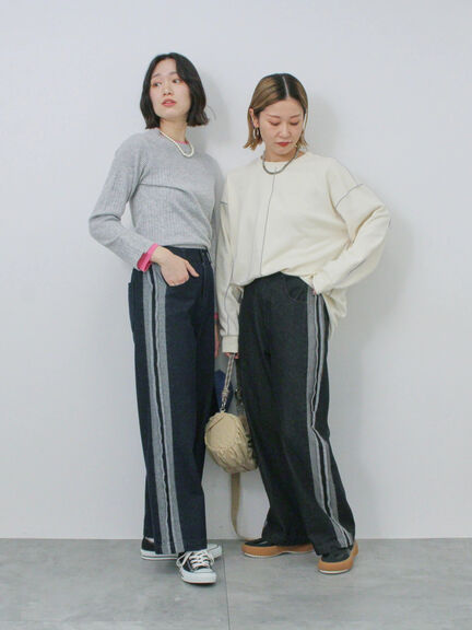 ◎切替デニムパンツ（ブラック/ネイビー）｜Samansa Mos2 blue（サマンサモスモス ブルー）通販