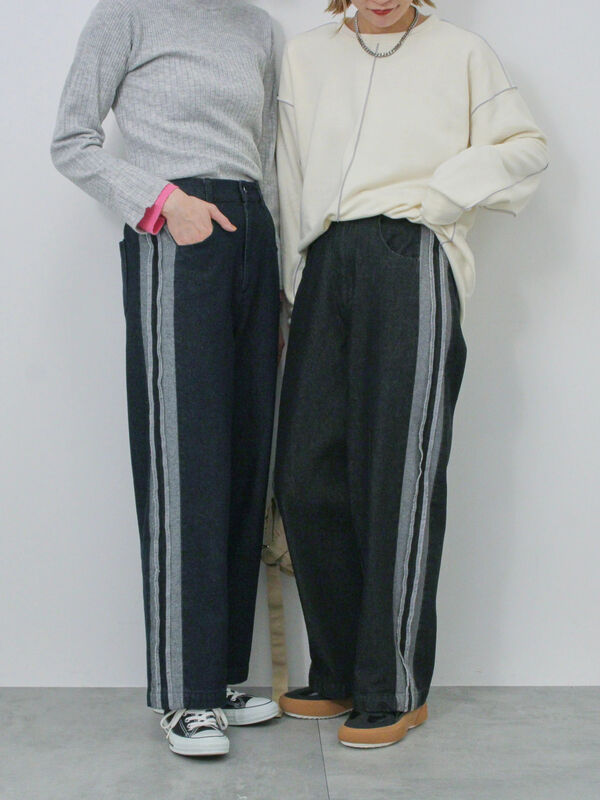 セール】 ◎切替デニムパンツ(ブラック/ネイビー/ボトムス セール】 ◎切替デニムパンツ(ブラック/ネイビー/ボトムス