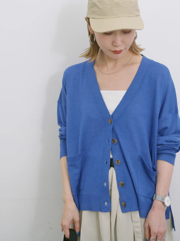 【接触冷感】マルチスタイルVカーデ（ブルー）｜Samansa Mos2 blue（サマンサモスモス ブルー）通販