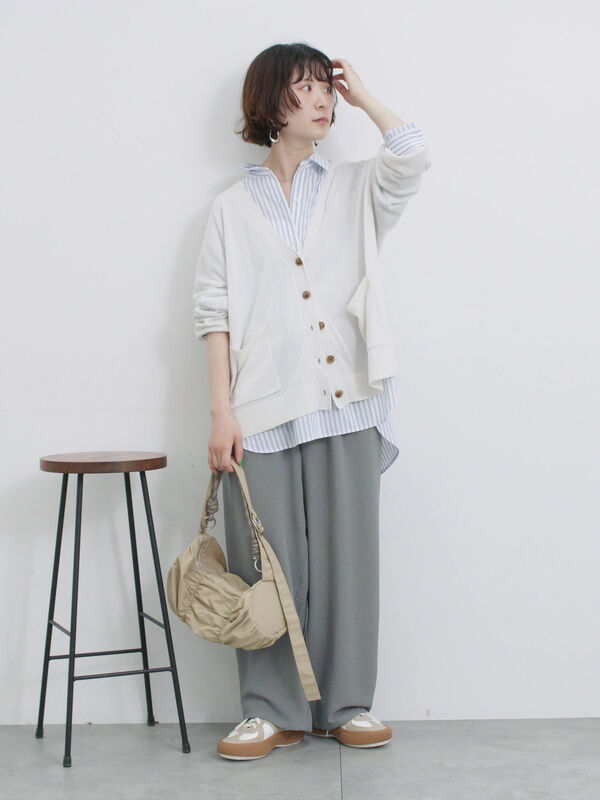 セール】 【接触冷感】マルチスタイルVカーデ（オフホワイト/ブラック