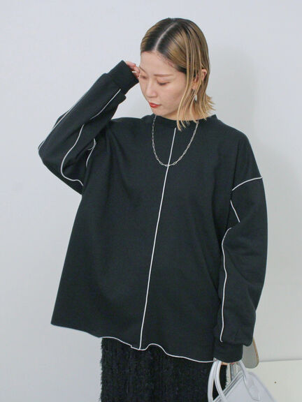 ◎配色メロウ裏毛プルオーバー（ブラック/キナリ/ＴＯＰグレー）｜Samansa Mos2 blue（サマンサモスモス ブルー）通販