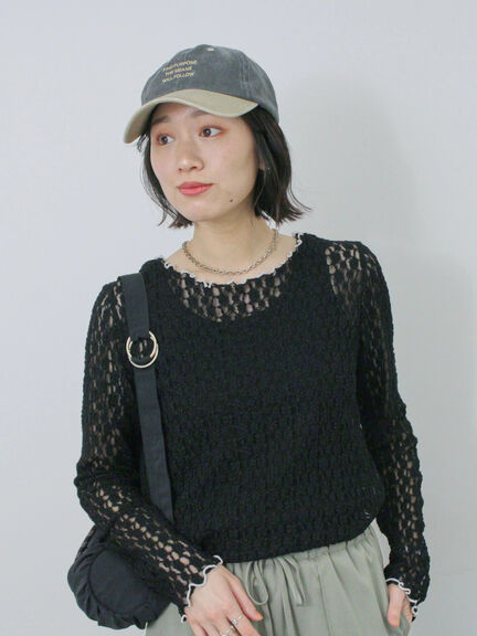 ◎配色メロウレースプルオーバー（オフホワイト/ブラック/ベージュ）｜Samansa Mos2 blue（サマンサモスモス ブルー）通販
