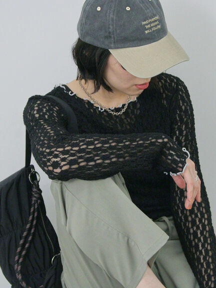 ◎配色メロウレースプルオーバー（オフホワイト/ブラック/ベージュ）｜Samansa Mos2 blue（サマンサモスモス ブルー）通販