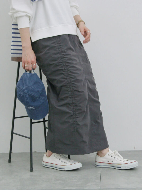 セール】 シャーリングスカート（チャコールグレー/ベージュ/Sグレー