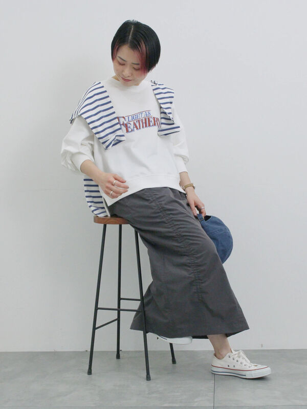 セール】 シャーリングスカート（チャコールグレー/ベージュ/Sグレー