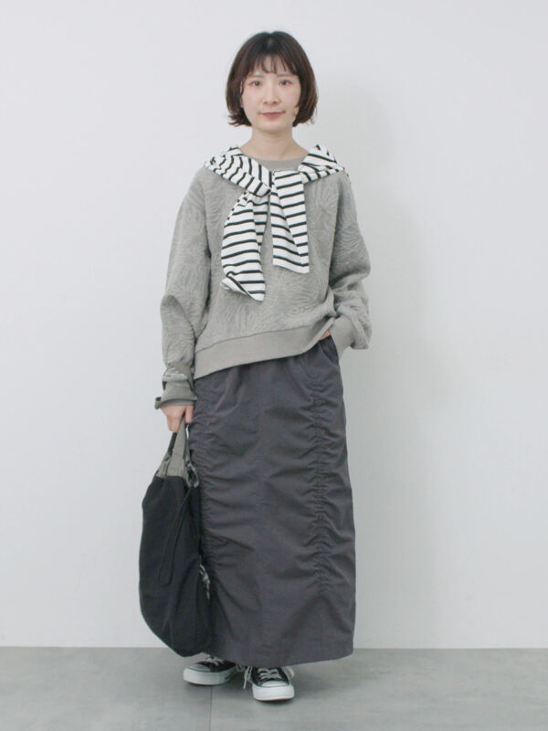 セール】 シャーリングスカート（チャコールグレー/ベージュ/Sグレー