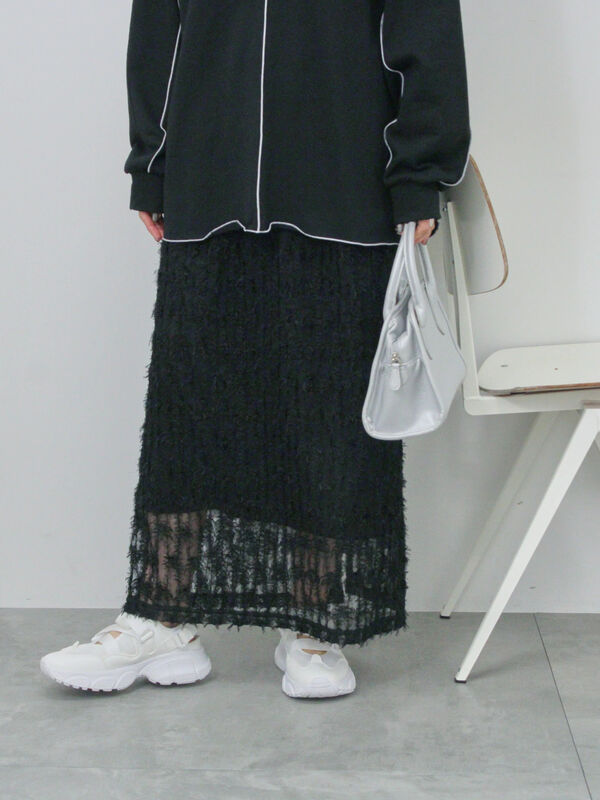 フリンジレーススカート（ブラック）｜Samansa Mos2 blue（サマンサモスモス ブルー）通販