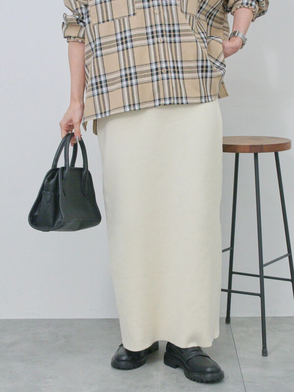 セール】 ◎ニットタイトスカート（オフホワイト/チャコールグレー