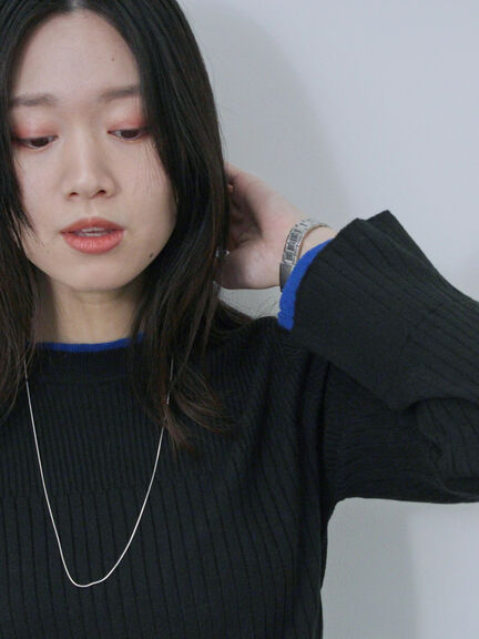 ◎配色リブニットプルオーバー（オフホワイト/グレー/ブラック）｜Samansa Mos2 blue（サマンサモスモス ブルー）通販