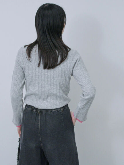 ◎配色リブニットプルオーバー（オフホワイト/グレー/ブラック）｜Samansa Mos2 blue（サマンサモスモス ブルー）通販