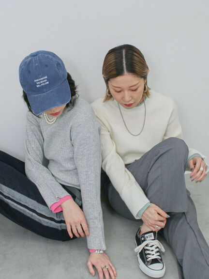 ◎配色リブニットプルオーバー（オフホワイト/グレー/ブラック）｜Samansa Mos2 blue（サマンサモスモス ブルー）通販