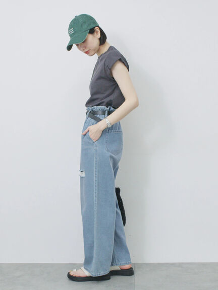 ハシゴレース付きフレンチTシャツ（オフホワイト/チャコールグレー/Ｓグレー）｜Samansa Mos2 blue（サマンサモスモス ブルー）通販