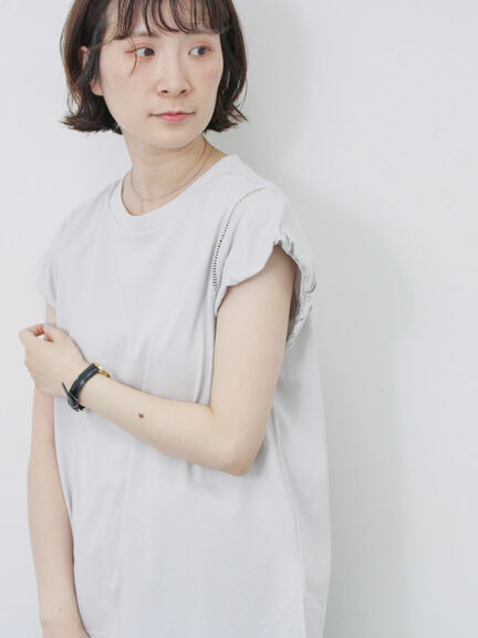ハシゴレース付きフレンチTシャツ（オフホワイト/チャコールグレー/Ｓグレー）｜Samansa Mos2 blue（サマンサモスモス ブルー）通販