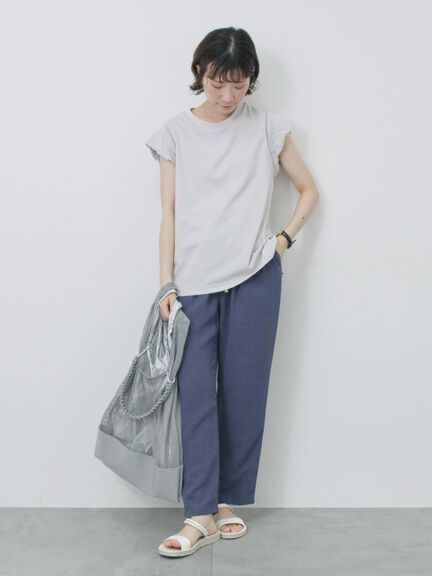 ハシゴレース付きフレンチTシャツ（オフホワイト/チャコールグレー/Ｓグレー）｜Samansa Mos2 blue（サマンサモスモス ブルー）通販