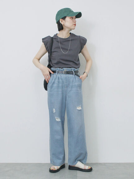ハシゴレース付きフレンチTシャツ（オフホワイト/チャコールグレー/Ｓグレー）｜Samansa Mos2 blue（サマンサモスモス ブルー）通販