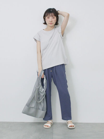 ハシゴレース付きフレンチTシャツ（オフホワイト/チャコールグレー/Ｓグレー）｜Samansa Mos2 blue（サマンサモスモス ブルー）通販